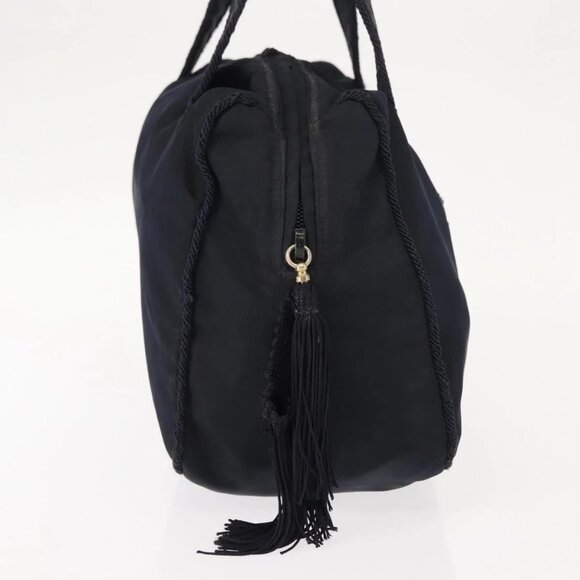 PRADA Beads Fringe Hand Bag Nylon Navy Gold - Picture 4 of 16